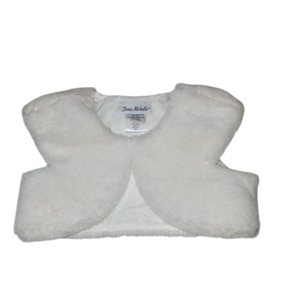 Jona Michelle Other - Jona Michelle Girls White Faux Fur Shrug Bolero Formal Size 4T